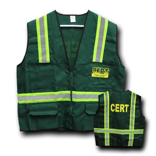 CERT Green Fabric w/6 Pockets, Contrast Stripes (L-4XL)