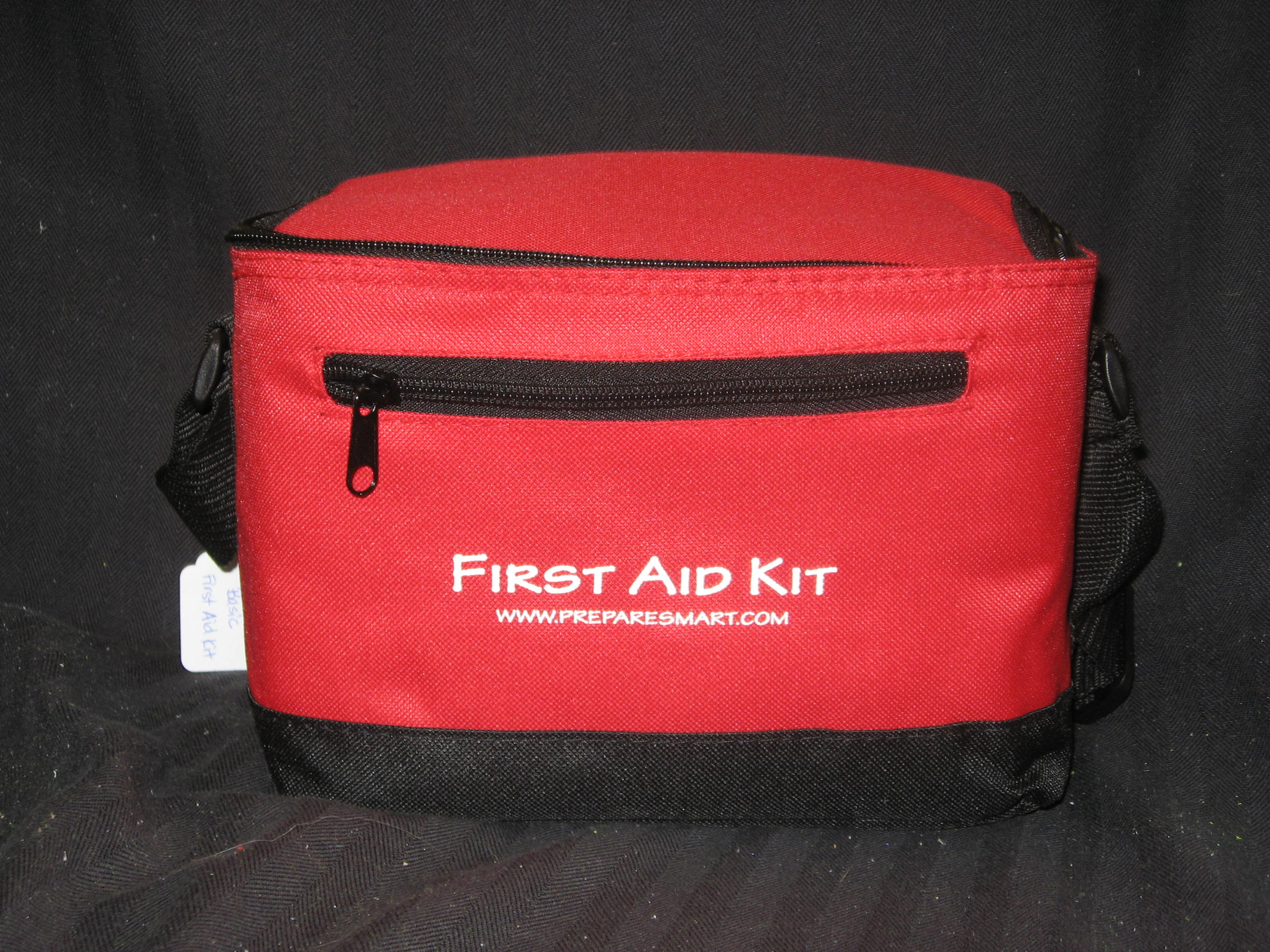 Red Bag with First Aid Kit Marking and Shoulder Strap